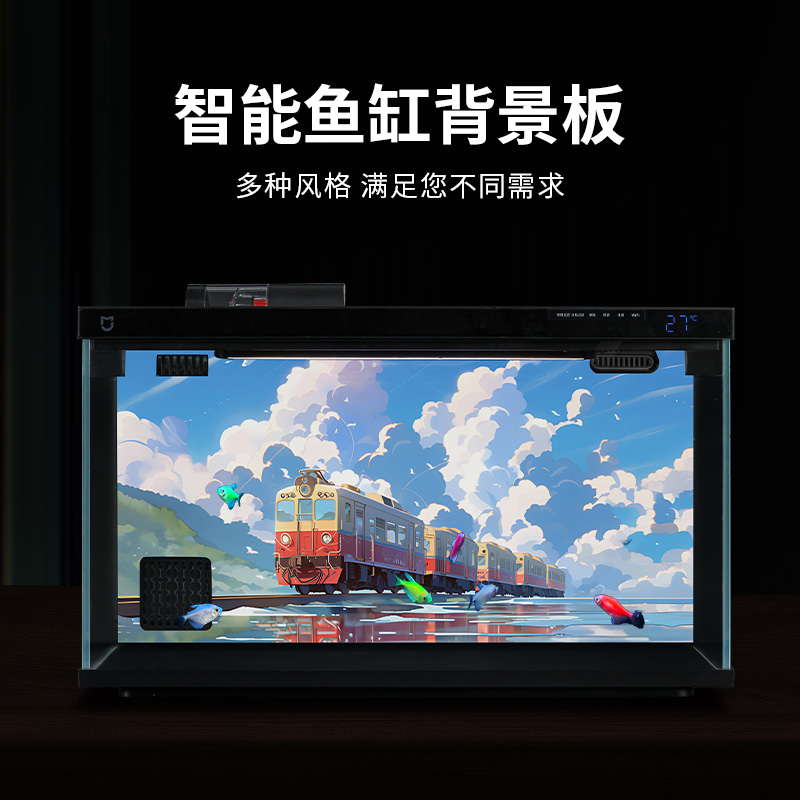 适配小米鱼缸背景板卡通画高清图立体壁纸水族箱贴纸壁画造景装饰图片