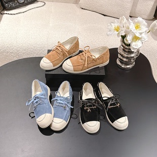 小香风乐福鞋 拼色麂皮豆豆鞋 金属链条休闲鞋 26早春新款 单鞋 新款