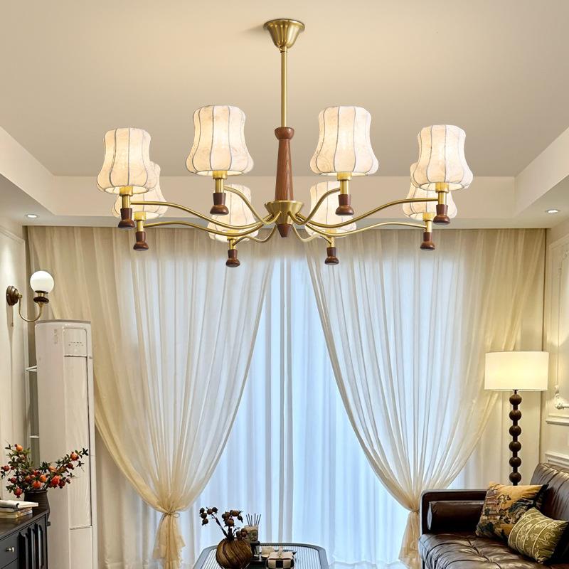 新款直销客厅吊灯美式复古中古风卧室餐厅法式侘寂风高端大气实木