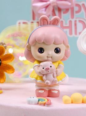 新款直销嘟嘟女孩公主生日烘焙蛋糕摆件甜品台装饰同学礼物儿童房