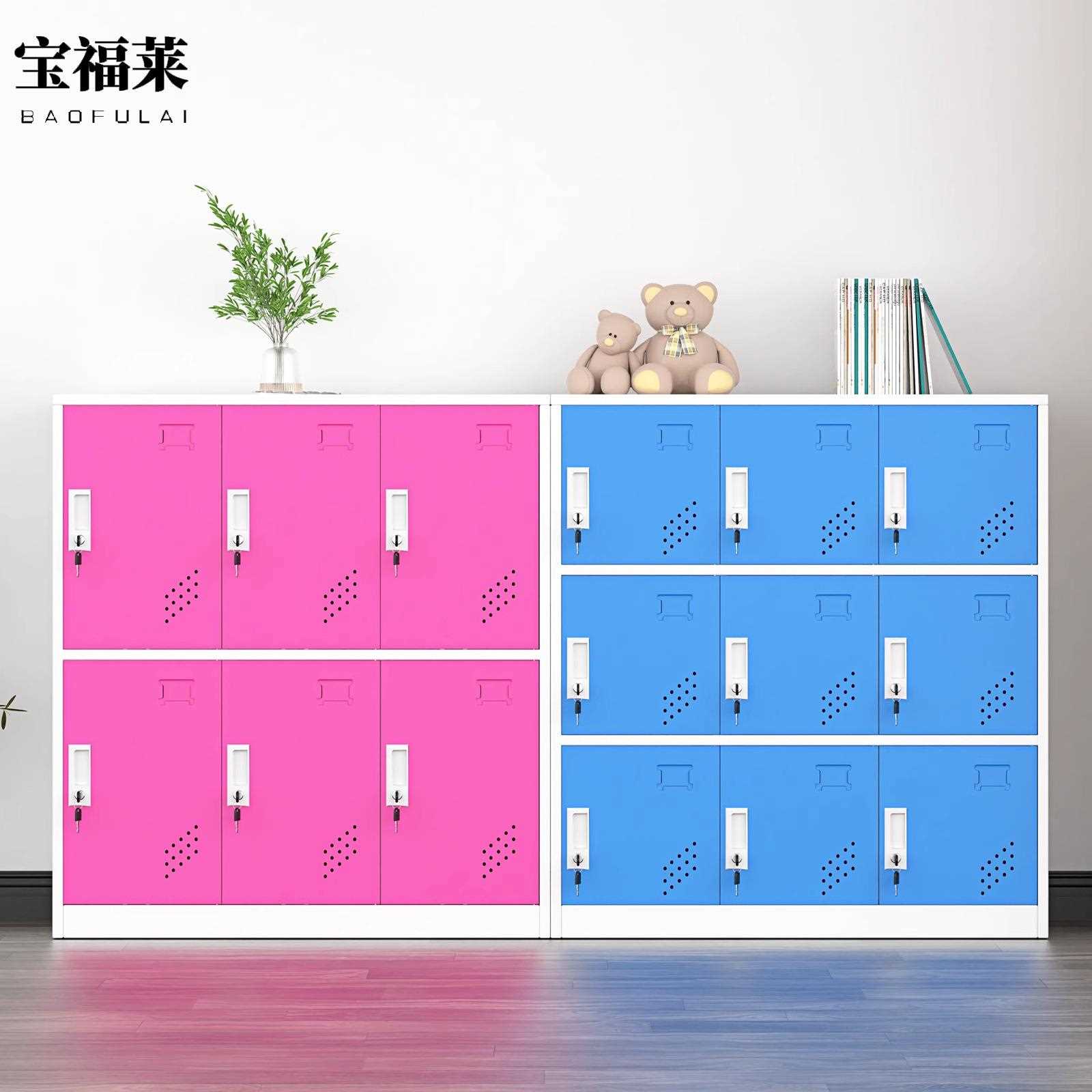 新款直销彩色更衣柜幼儿园书包柜中小学生带锁收纳柜子学校教室班