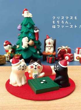 新款直销2022圣诞节新品昭和时代日式猫咪圣诞老人微缩迷你创意礼