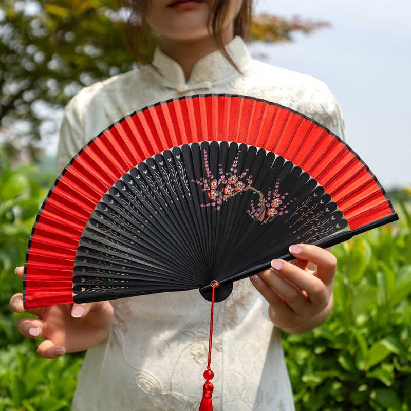 新款直销丝艺堂手绘丝印丝绸绢扇女式折扇工艺扇子红昭愿舞蹈扇女