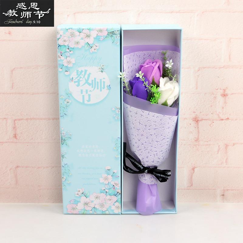 新款直销教师节创意礼品玫瑰肥皂花束香皂花礼盒送男女老师朋友生