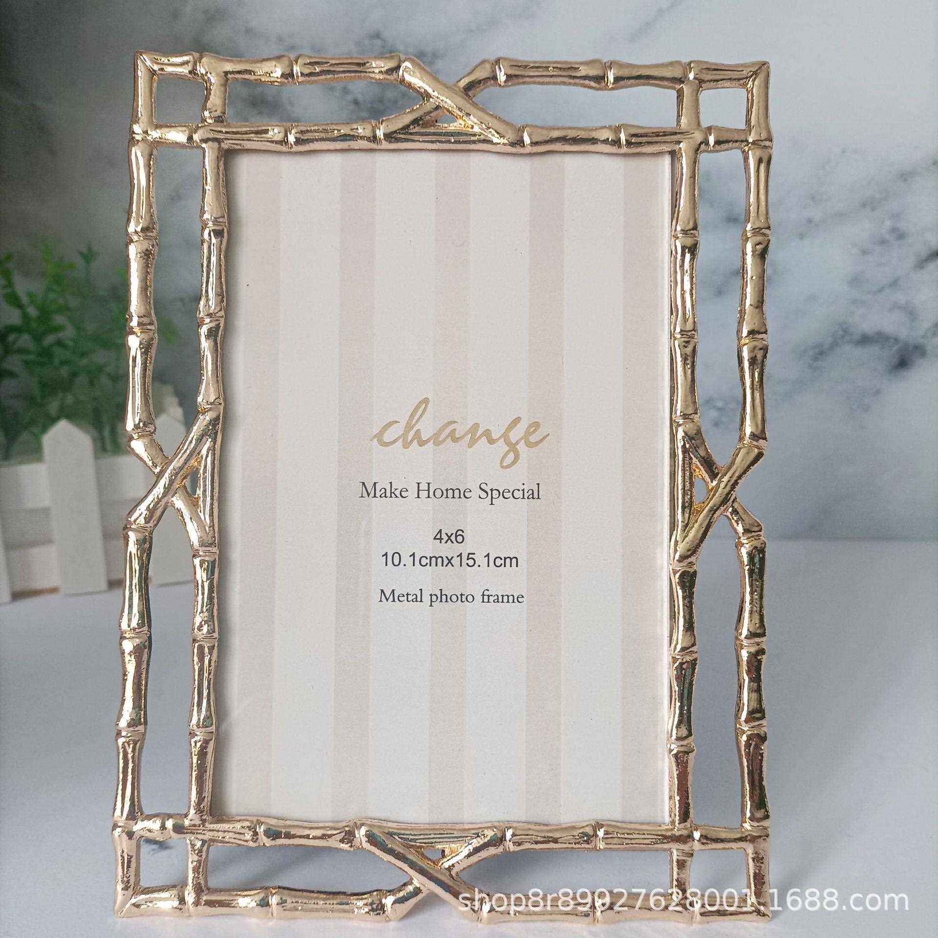 新款直销现代简约浅金色竹子金属相框 样板房软装摆台摆件 金属相,家居饰品,DIY亲子装饰画,淘宝优惠券,粉丝福利购,淘宝优惠卷