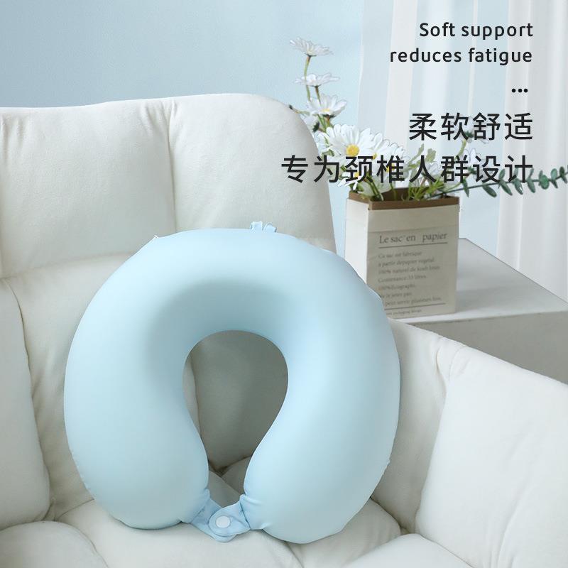 新款直销凉感u型枕记忆棉护颈枕旅行飞机枕便携可收纳颈枕办公室