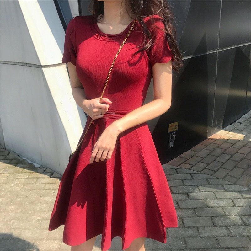 进店铺看更多亚马逊短袖齐膝女裙-连衣裙气质修身裙子显瘦女