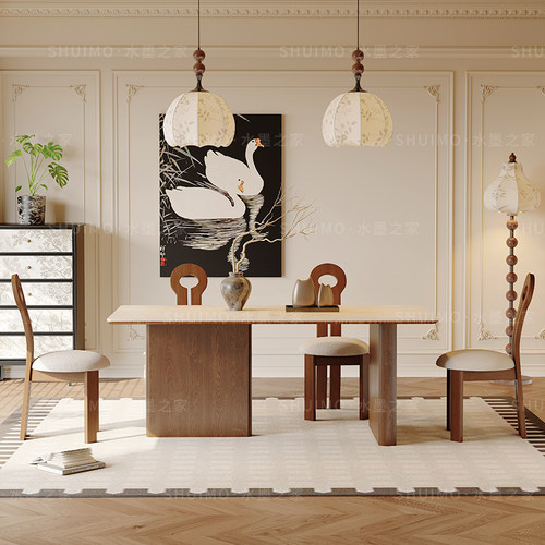 德利丰正品岩板实木餐桌