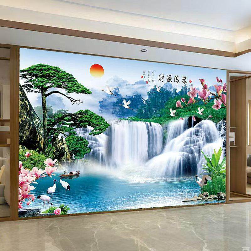 山水画墙纸自粘风景画墙贴画壁画客厅背景墙办公室装饰画墙画贴纸