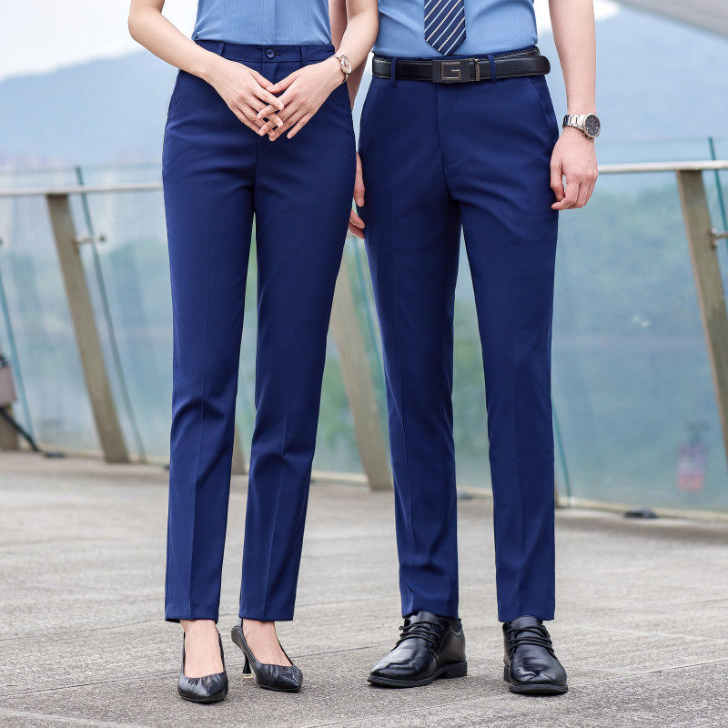 男女宝蓝色西裤短裙别克凯迪拉克新款工作服裤子比亚迪4S店工装裤
