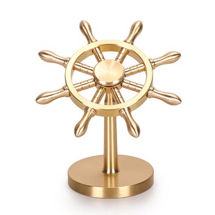 黄铜船舵摆件纯铜一帆风顺领航舵手指尖陀螺旋转解压神器开业礼品