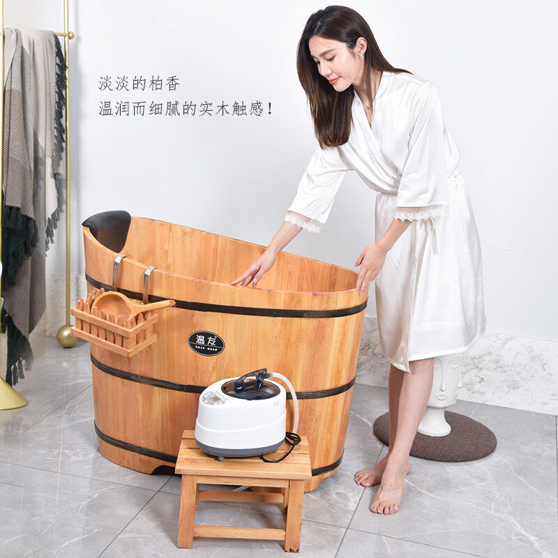 香柏木泡澡桶家用全身大人洗澡盆沐浴汗蒸桶成人儿童澡盆木桶浴缸