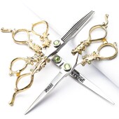 复古美发剪刀6寸7寸个性 手柄设计发型师专用平剪牙剪组合剪发套装