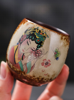 粗陶复古柴烧主人杯陶瓷大茶杯茶盏家用手工品茗杯单杯个人专用杯