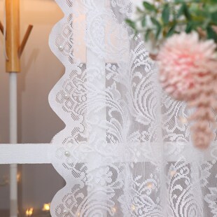 法式蕾丝白纱透光不透人魔术贴窗帘纱帘女生卧室门帘隔断帘免打孔