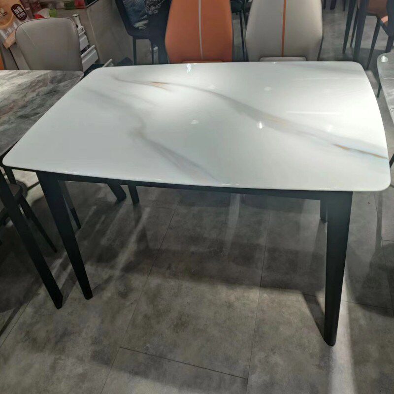 超晶石微晶石长方形小户型餐饭桌白色面板