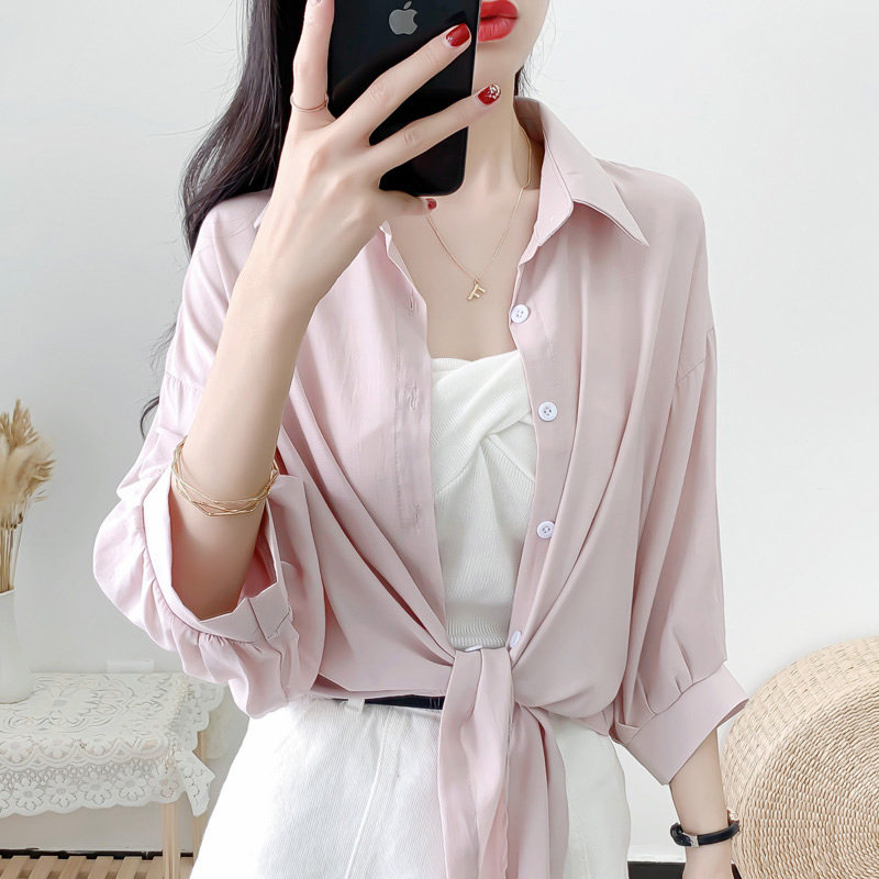 有领子的配裙子披肩外搭缎面空调衫配吊带小开衫夏季防晒衣女短款