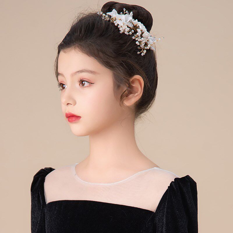 儿童钢琴主持人表演发饰发梳头饰女童婚纱饰品边夹小女孩礼服配饰