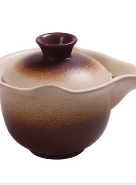 粗陶茶具茶壶 陶瓷大号茶壶手抓壶 盖碗三才碗 一壶二杯 茶具配件