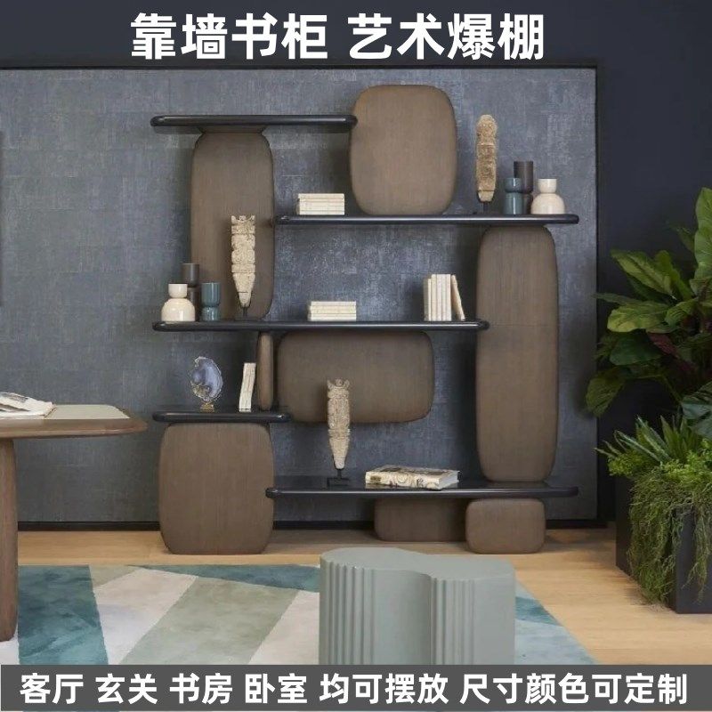 北欧烤漆书架书柜简易落地置物架家用一体学生阅读柜实木书柜书桌
