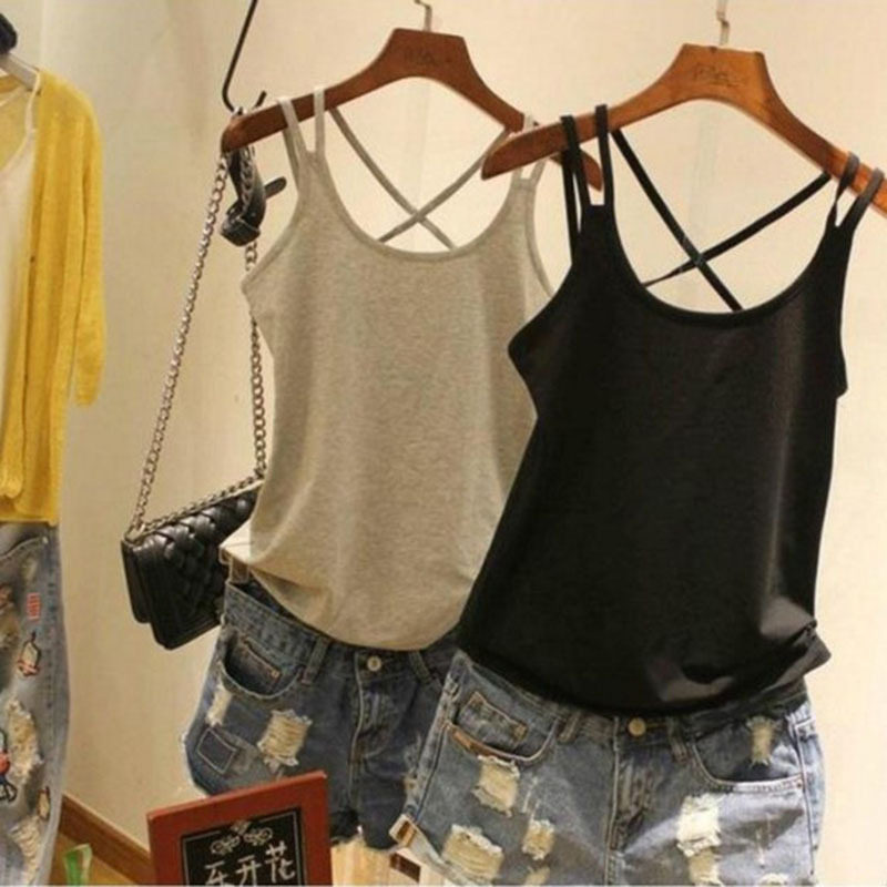 纯棉吊带背心女夏外穿性感内搭宽松遮肚子打M底加肥加大码胖mm美