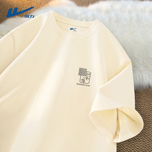 回力短袖男款t恤日系简约圆领宽松男装纯棉夏季休闲半袖体恤衫男D