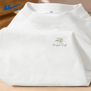 回力纯棉t恤男长袖简约圆领贴身内搭白色休闲宽松打底衫男款春款C