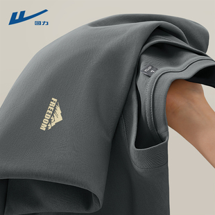 回力烟灰色长袖t恤男早秋内搭宽松休闲2026新款潮纯棉打底衫男款D