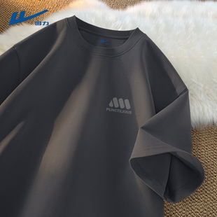 回力圆领短袖t恤男款夏季美式潮牌复古休闲男装宽松版半截袖男士D