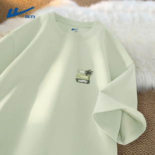 回力纯棉短袖男款青少年夏季穿搭圆领二本针衣服宽松休闲t恤男生D