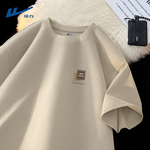 回力男士短袖t恤美式复古潮牌男装2026新款华夫格半截袖男款夏季D