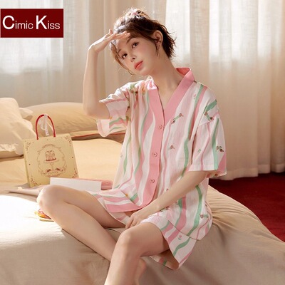 Cimic Kiss睡衣2025夏云朵棉卡通短袖短裤女家居服可外穿套装XZ2