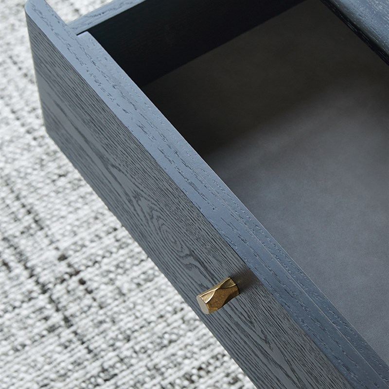 北欧实木茶几电视柜组合客厅小户型轻奢茶几现代简约复古黑色茶桌