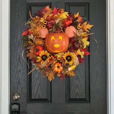 极速Fall Pumpkin Wreath For Front Door with Pumpkins Artific