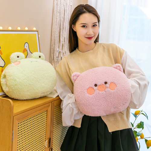 极速Animal Hand Warmer Pillow Doll Cute Bear Frog Soft Plush