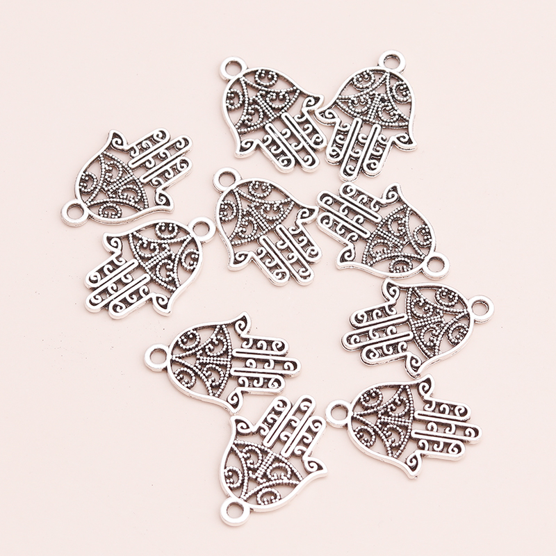50pcs Vintage Hamsa Hand Charms fit Jewelry Makings Lucky Fa