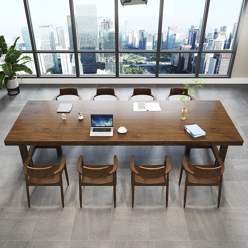 大型实木会议桌长桌简约现代办公洽谈桌椅组合北欧长方形工作台桌