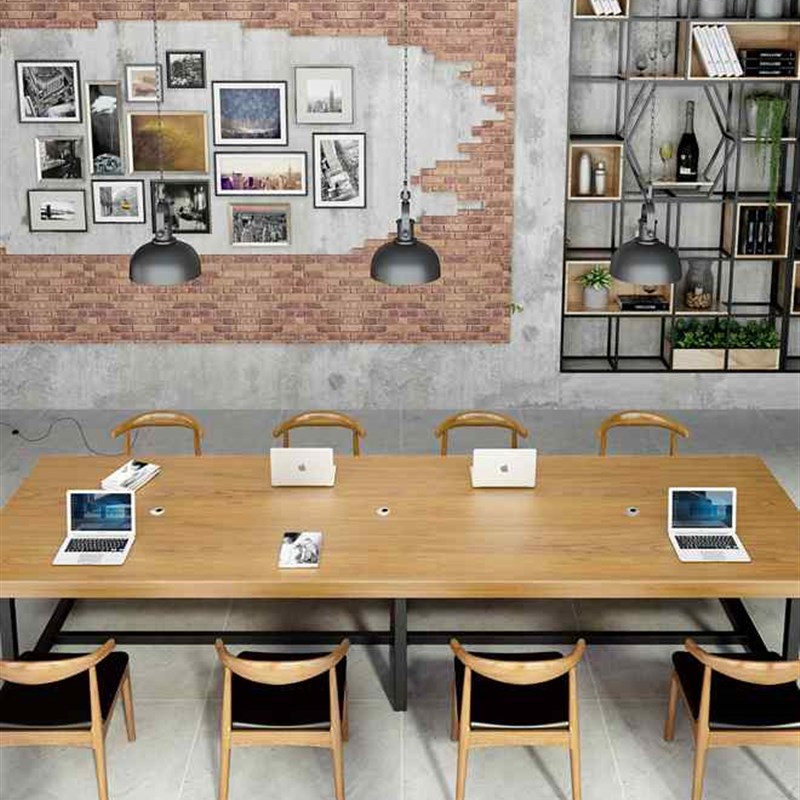 简约刘聪实木会议桌长桌长条桌子工作台家用电脑办公洽谈桌椅组合