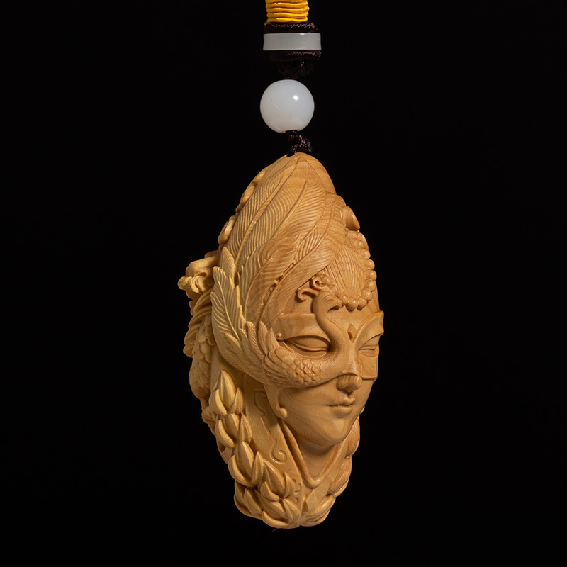 黄杨木雕实木挂件男士随身盘玩物件工艺品解压文玩手把件楼兰姑娘