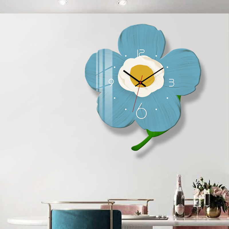 挂钟客厅钟表简约北欧时尚家用时钟挂表现代挂墙创意花儿石英钟