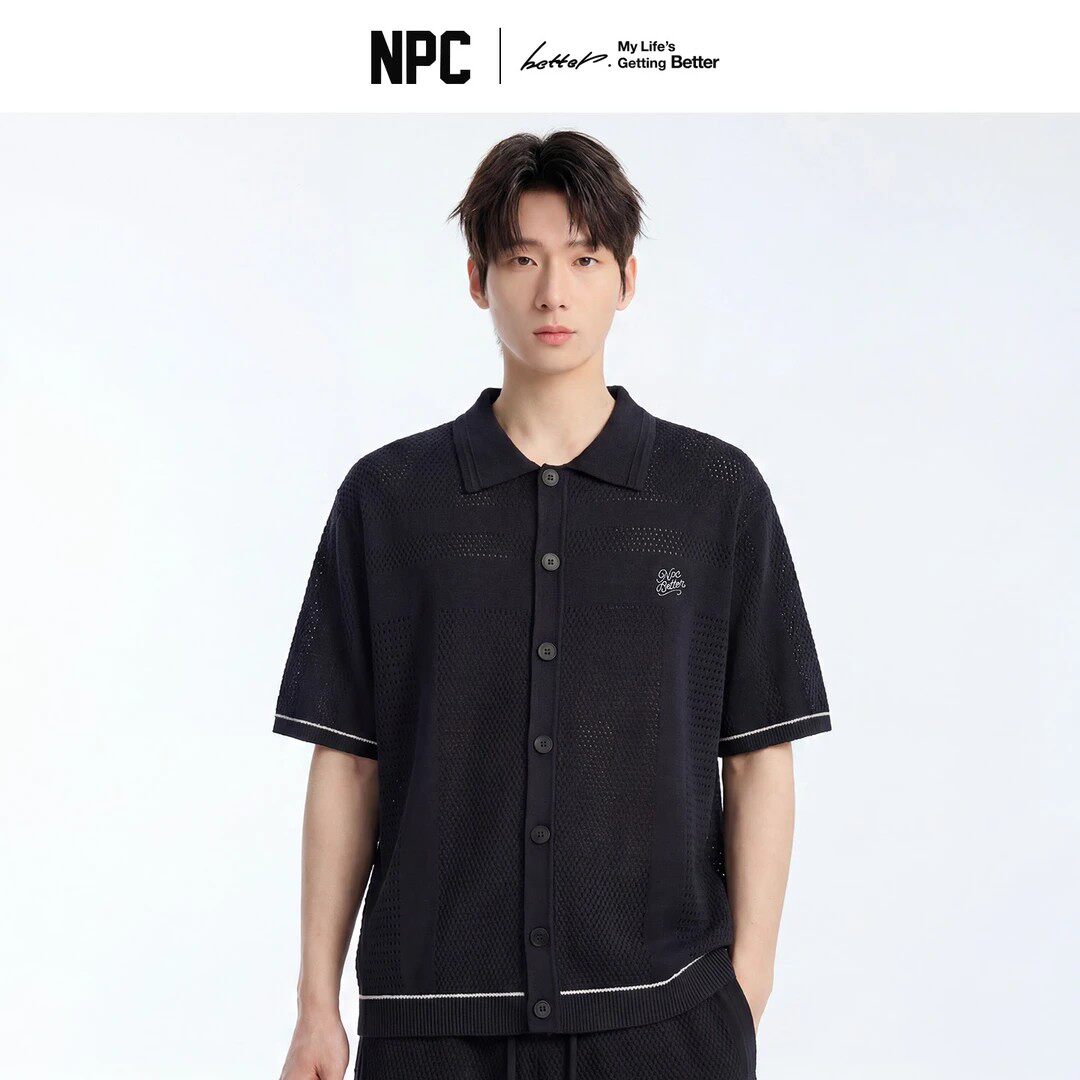 NPC潮牌夏季男士老钱风简约百搭翻领短袖针织T恤官方正品假一赔十