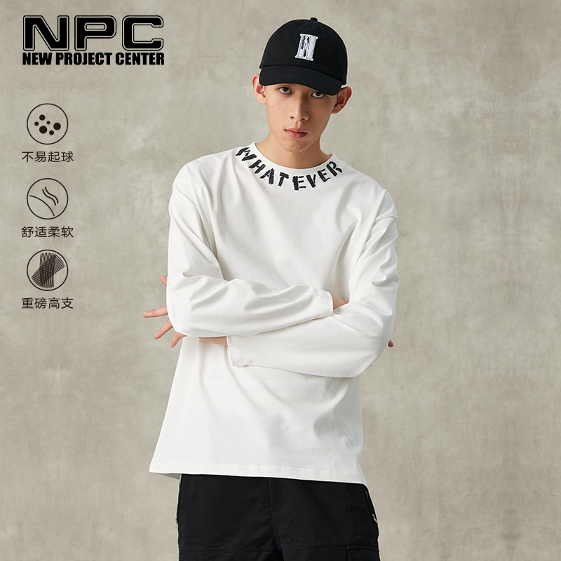 NPC潮牌领口印花圆领全棉卫衣舒适套头长袖上衣官方正品假一赔十