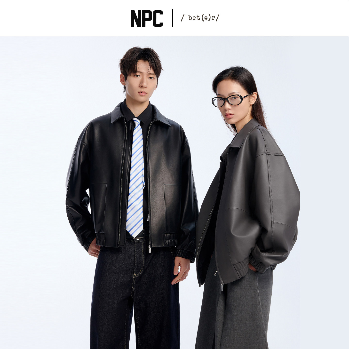 NPC潮牌美式复古绵羊皮衣夹克秋飞行员夹克短款官方正品假一赔十