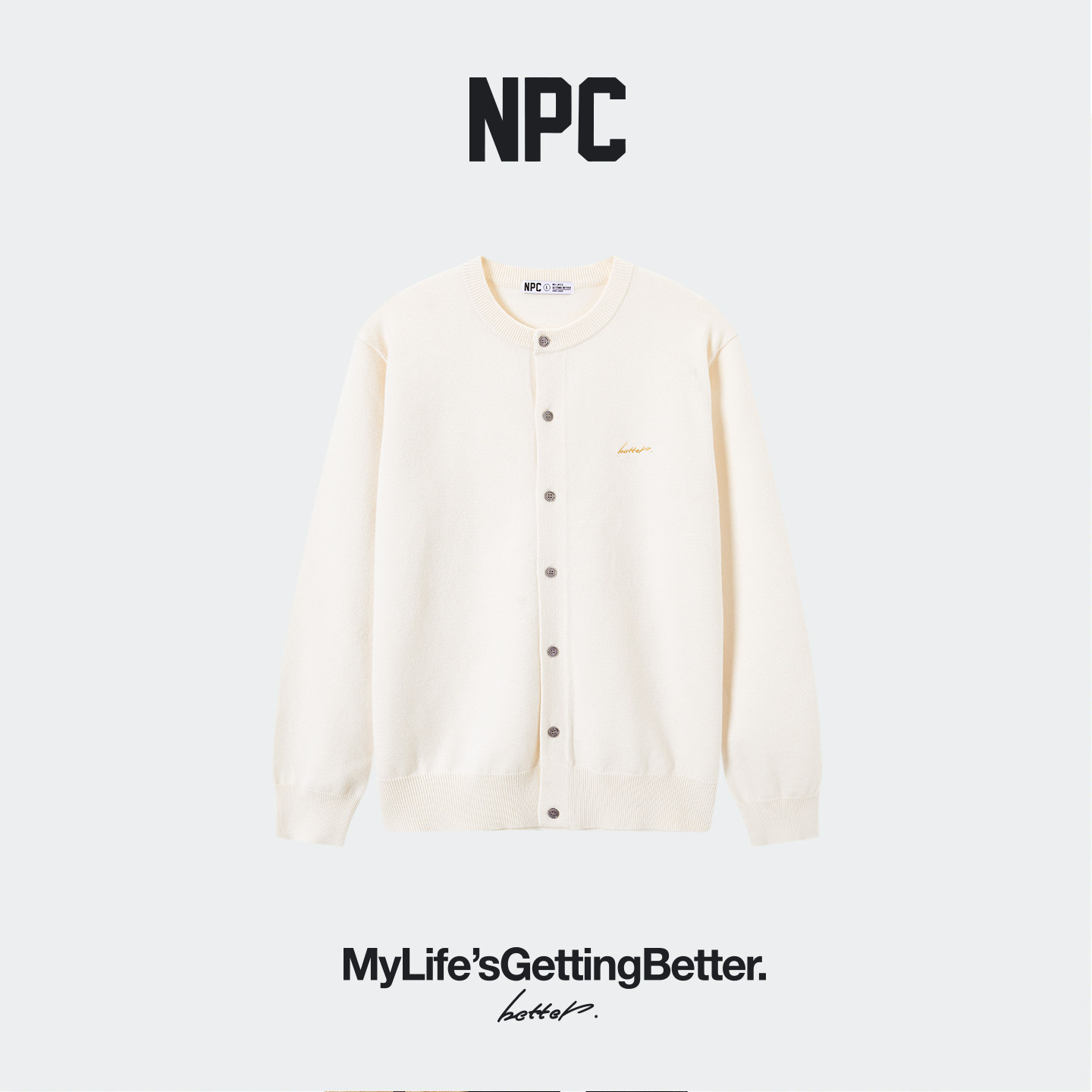 NPC潮牌贝壳纽扣圆领针织开衫休闲舒适毛衣官方正品假一赔十