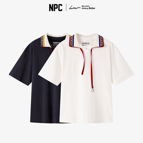 NPC潮牌凉感抗菌假两件T恤男领口提花拉链条官方正品假一赔十