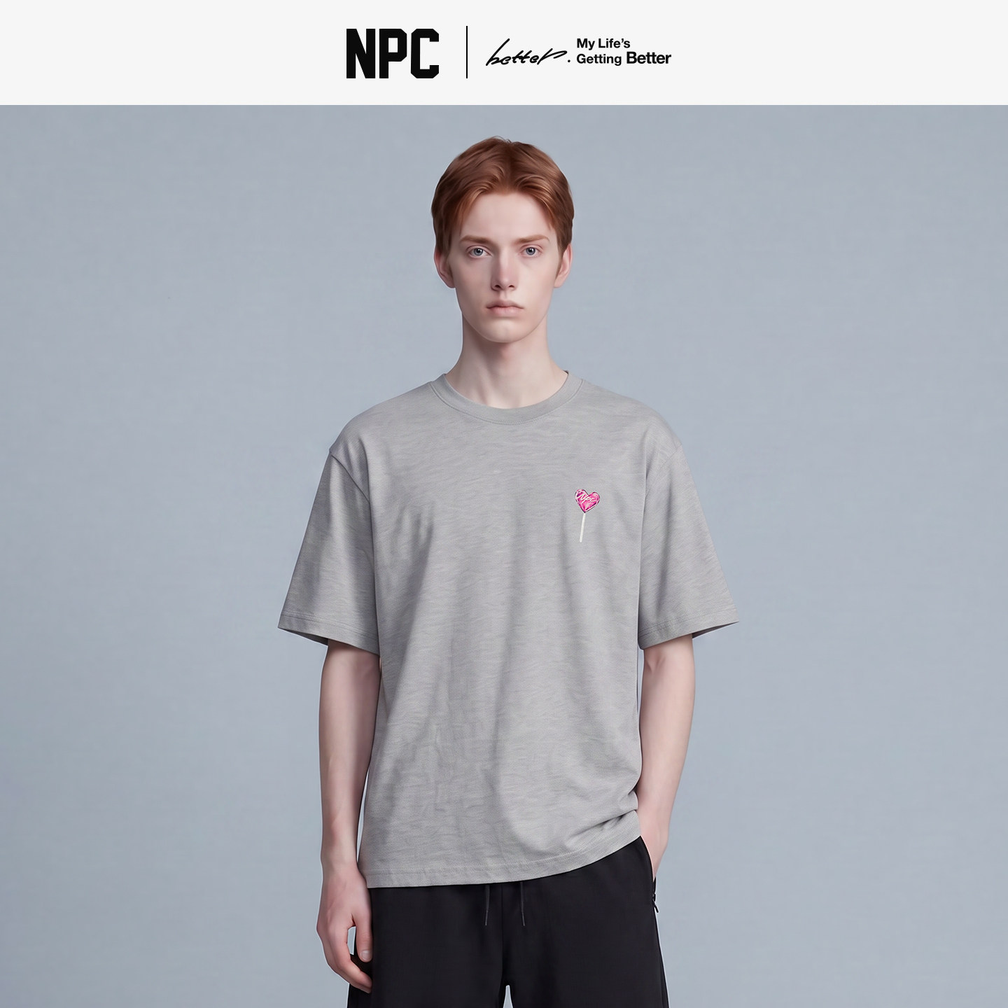 NPC潮牌爱心棒棒糖短袖T恤圆领遮热情侣款夏季官方正品假一赔十