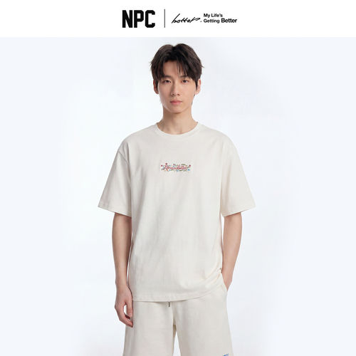 NPC潮牌字母花卉刺绣短袖T恤男夏季美式宽松凉感官方正品假一赔十