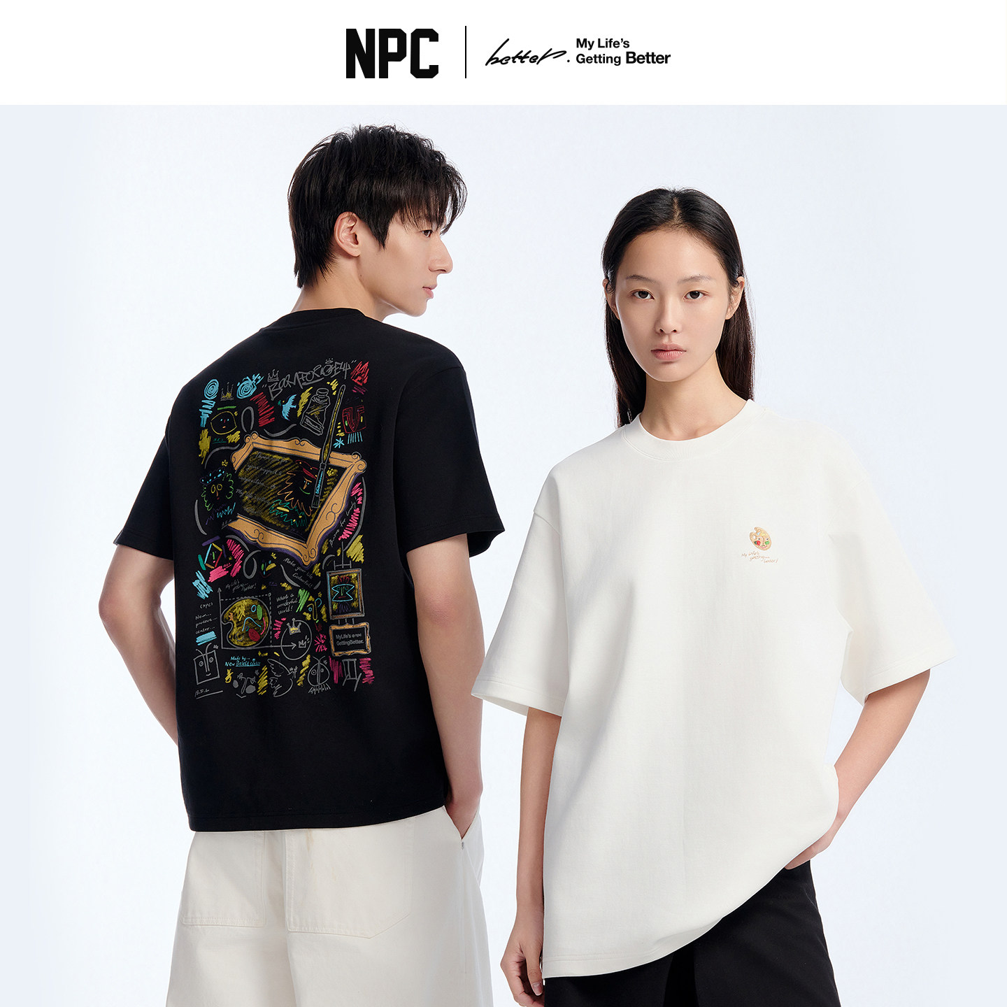 NPC潮牌简约多巴胺短袖T恤男空气凉感印花情侣夏官方正品假一赔十图片