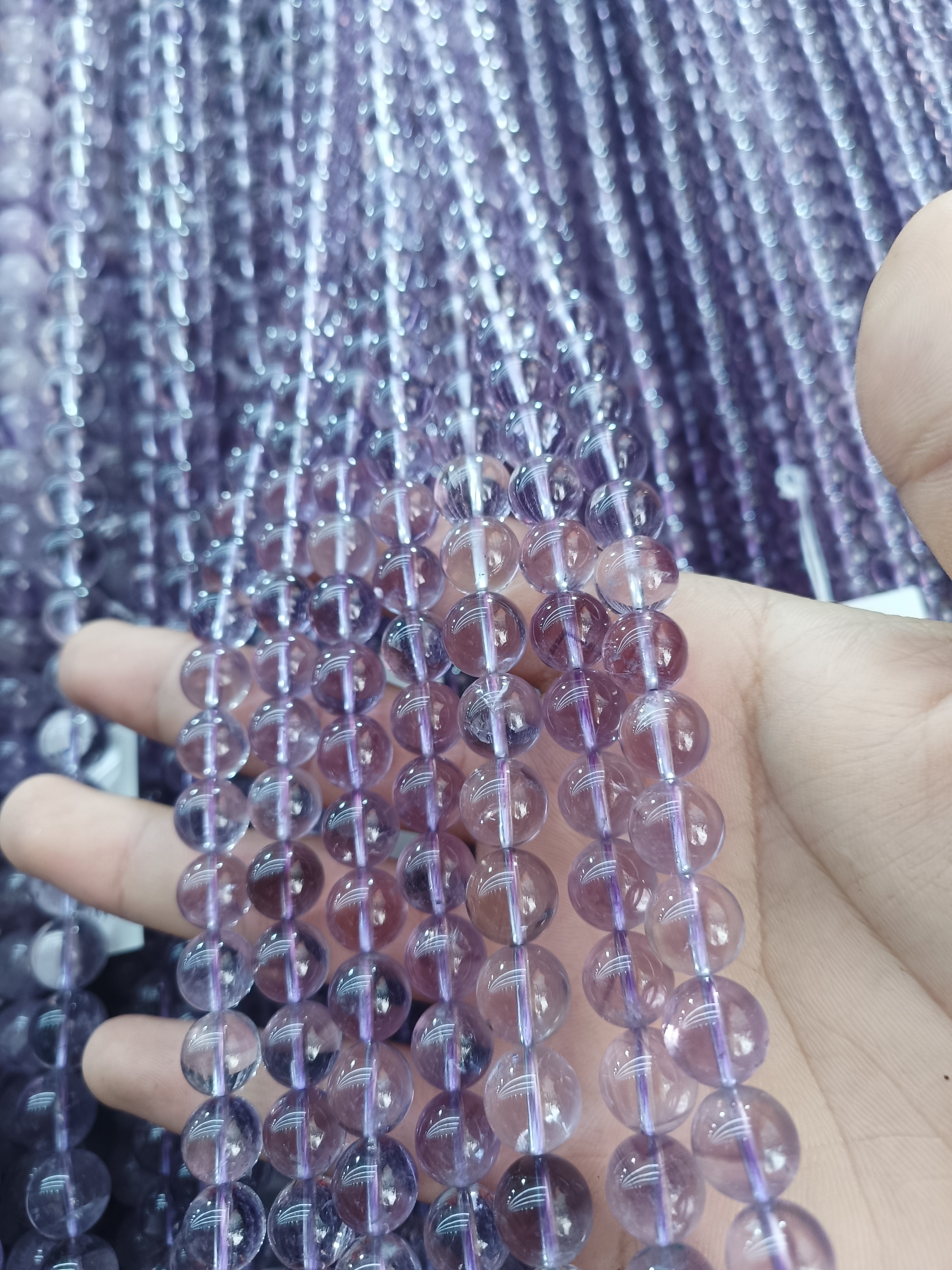 天然高品冰透紫水晶圆珠散珠单珠半成品diy手串项链隔片饰品配件