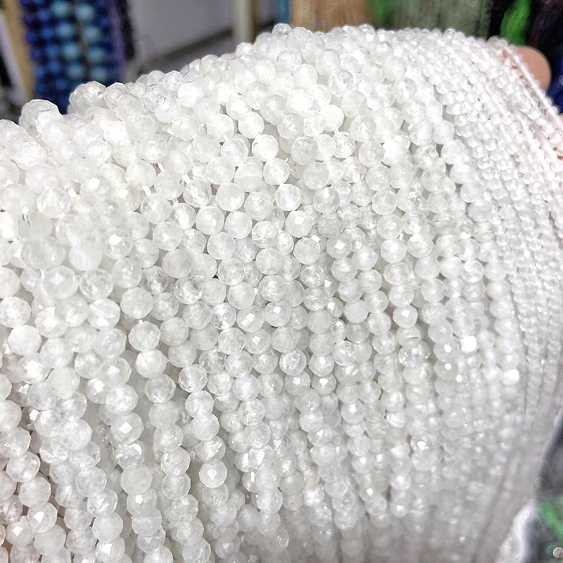 天然奶白水晶切面散珠手工串珠diy珠子流苏锁骨链优质手串手链